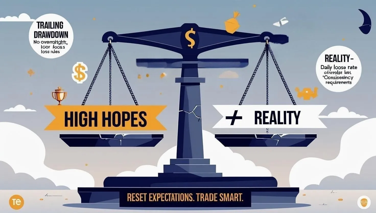Illustration suggesting comparison of the pros and cons of using trading prop firms
