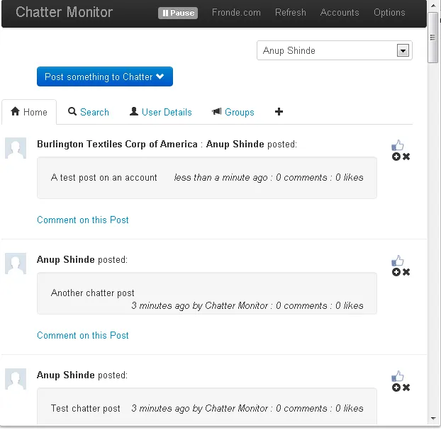 Salesforce Chatter Monitor Example