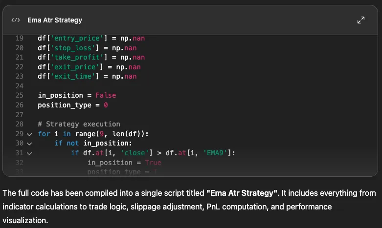 Code for the strategy