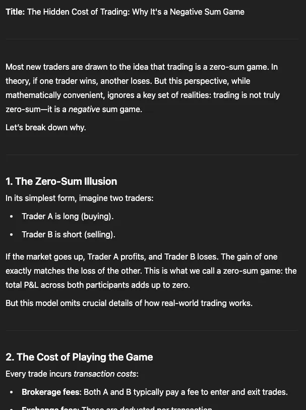 Example post from the outline created above