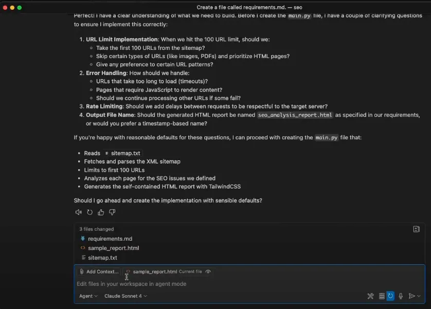 Asking Copilot to ask questions.