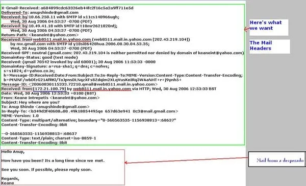 Fig 1 - Image highlighting the headers